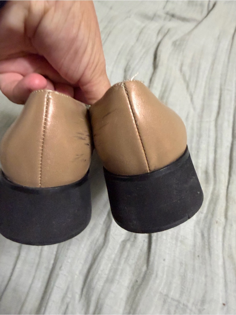 Salvatore Ferragamo Tan and Black Leather Cap-Toe Ballet Flats size 4.5 - Picture 7 of 10